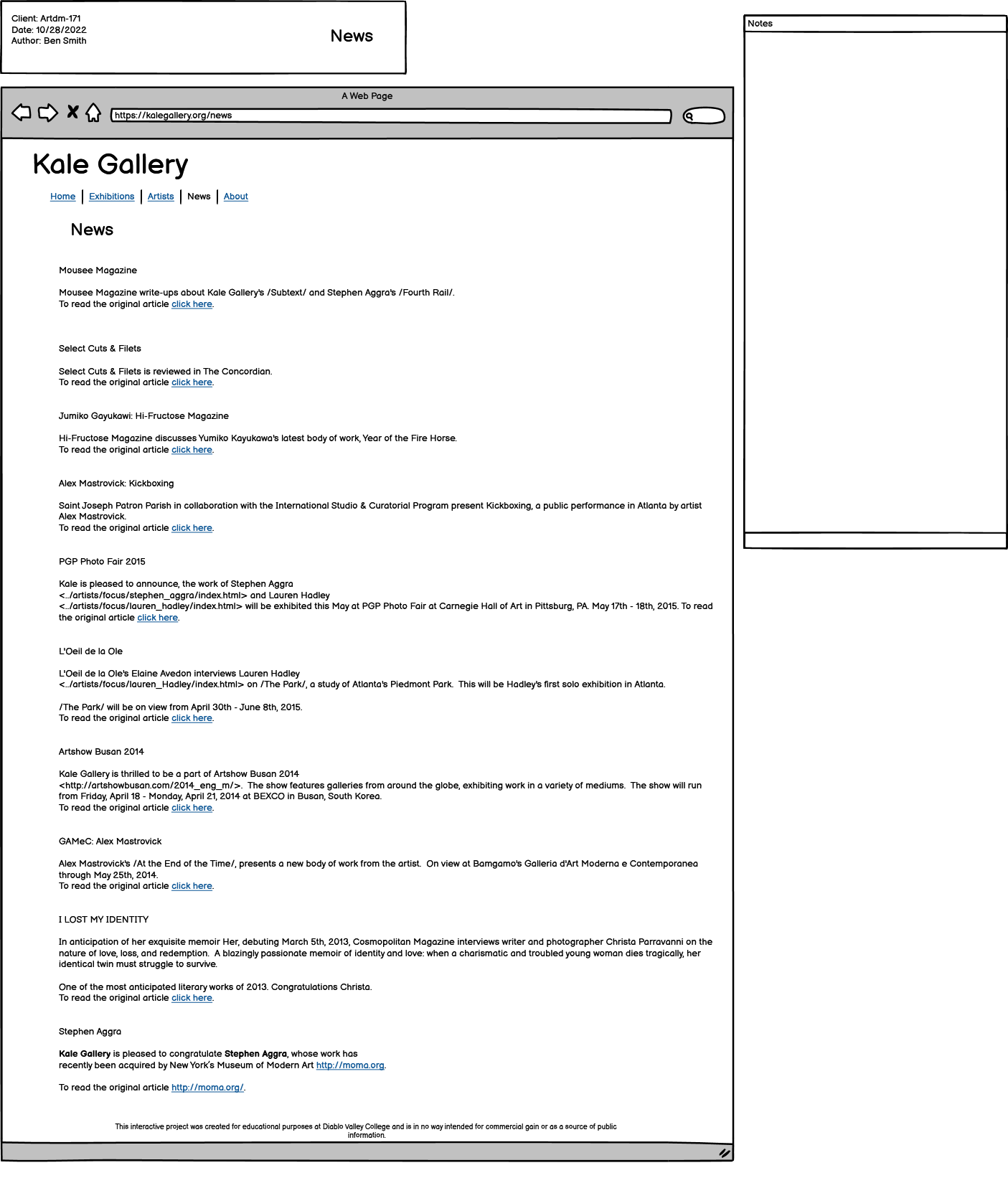 news page for project 5